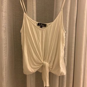 Basic white tank top with knot tie